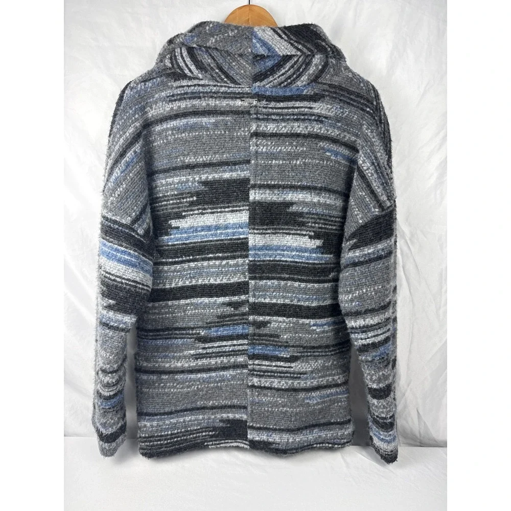 prAna Wool Blend Shawl Collar Pea‎ Coat Gray Blue Women's Small Relaxed Fit